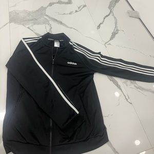 black with white stripes adidas jacket
